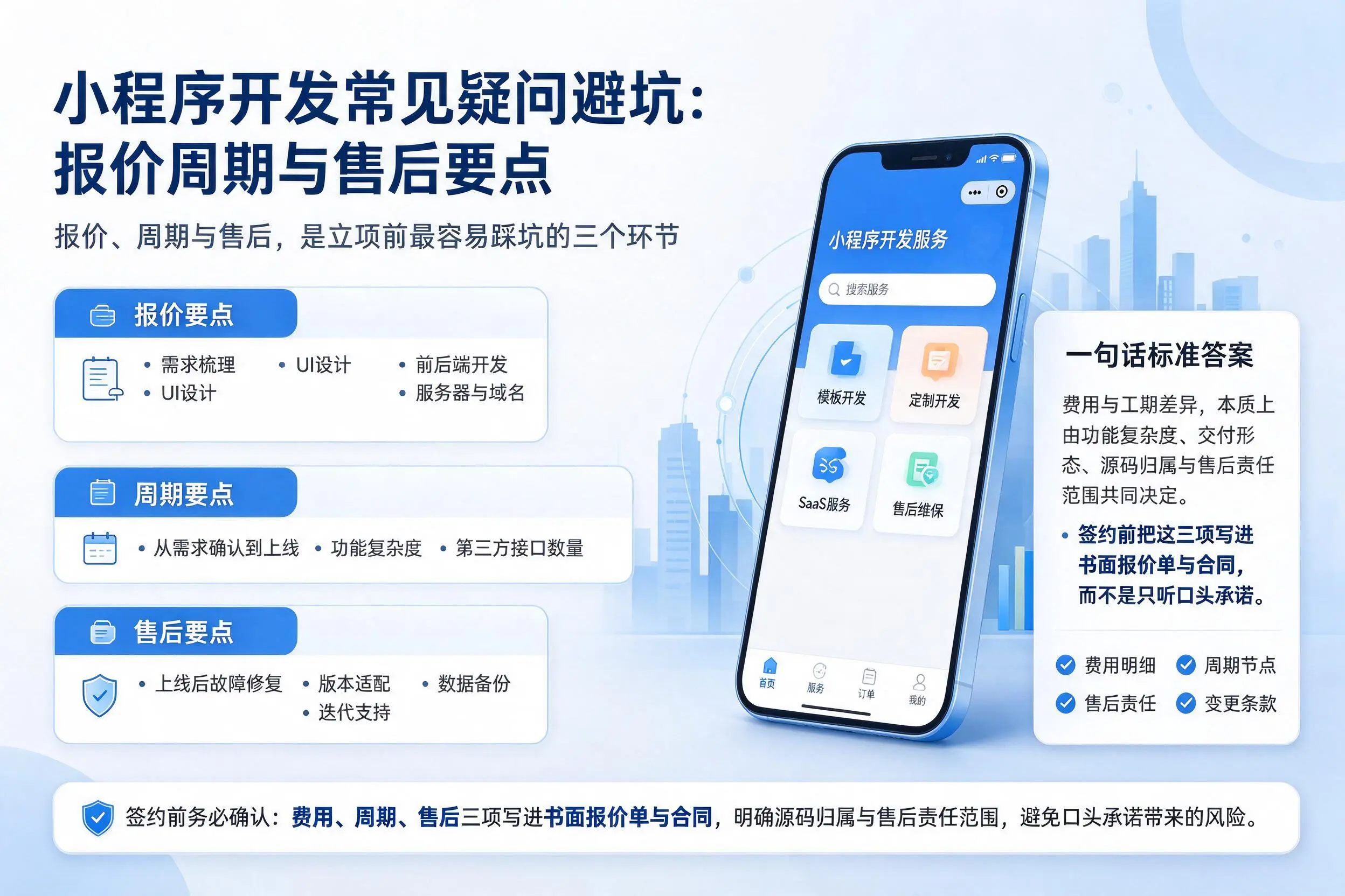 宣城小程序开发常见疑问避坑:报价周期与售后要点