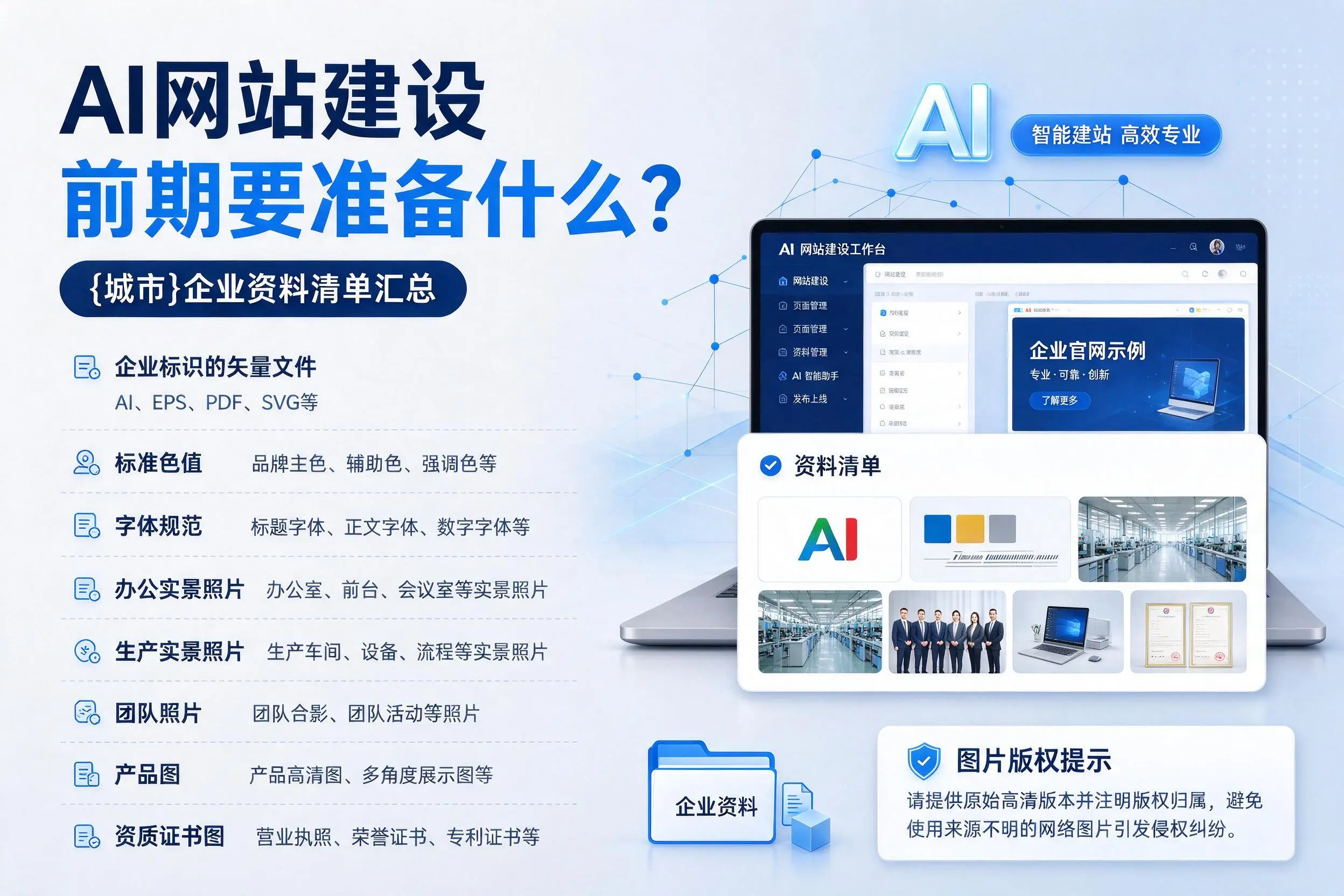 AI网站建设前期要准备什么？宣城企业资料清单汇总