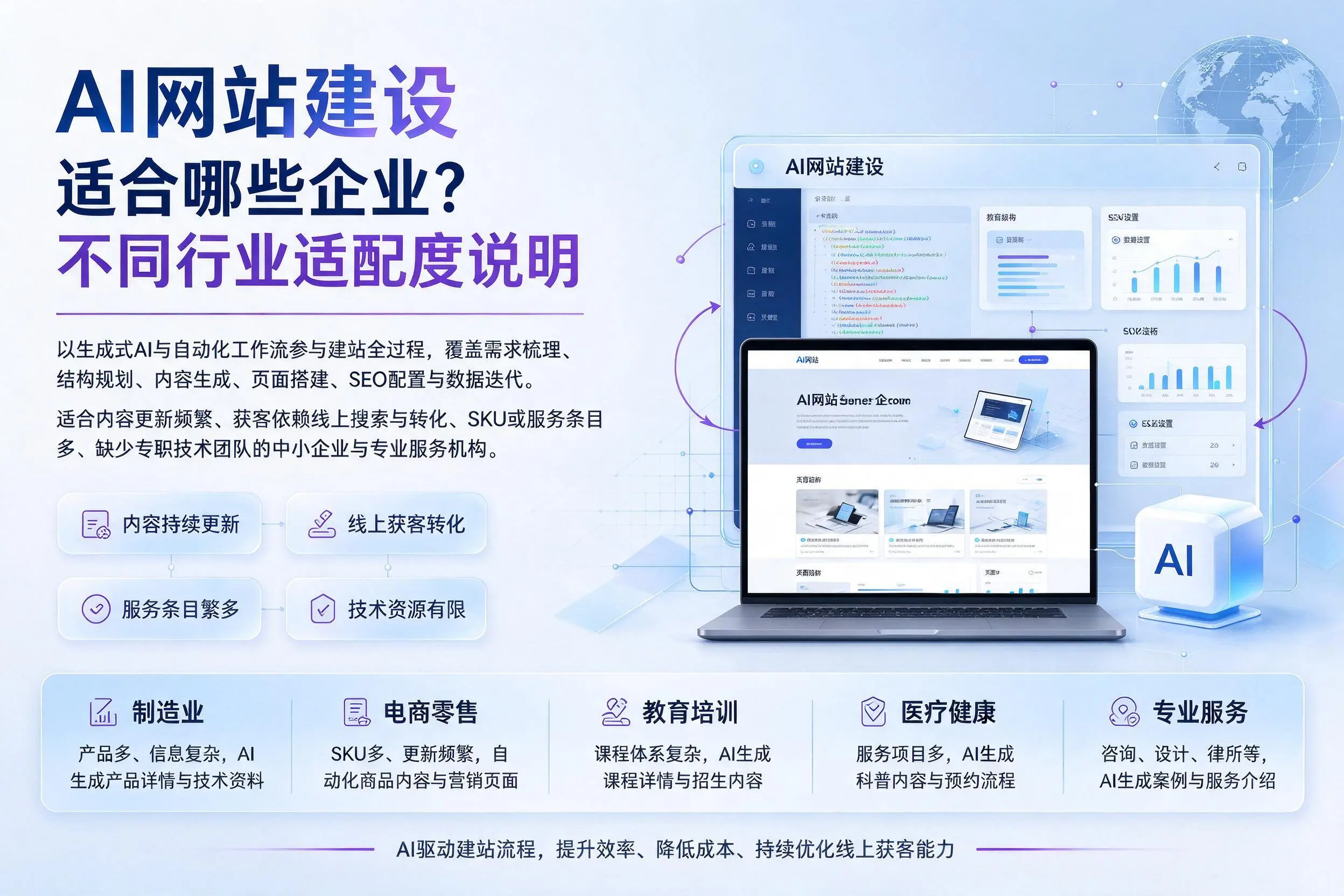 AI网站建设适合哪些企业？宣城不同行业适配度说明